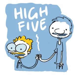 🙌 HIGH FIVE Przybicie piątki, Pozdrowienie, Kreskówka, Przyjaźń, Świętowanie telegram sticker