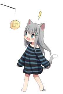 😮 อนิเมะ, สาวหูแมว, น่ารัก, จิบิ, คาวาอิ, การ์ตูน, ตัวละคร telegram sticker