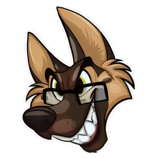 😁 Hund, Cartoon, Brille, Tier, Brille, Deutscher Schäferhund telegram sticker