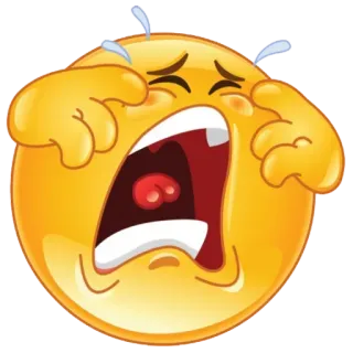 😭 Emoji, pleurer, triste, contrarié, émotionnel, jaune whatsapp sticker