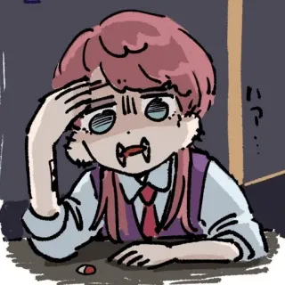 💊 ハ？ anime, worried, confused, tired, vampire, frustrated telegram sticker