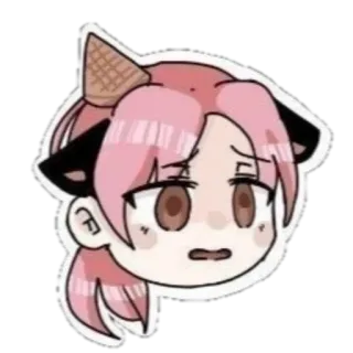 😟 Anime, Kreskówka, Słodkie, Kawaii, Naklejka, Rożek lodowy, Kocie uszy telegram sticker