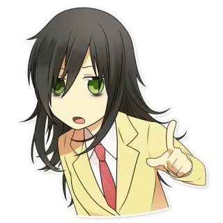 😮 อนิเมะ, เด็กผู้หญิง, ชุดนักเรียน, ชี้, มังงะ whatsapp sticker