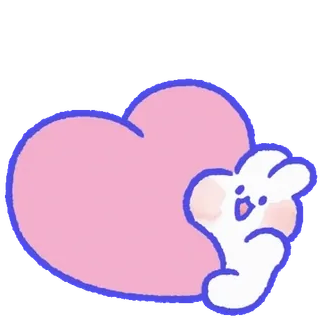 💬 rabbit, heart, love, cute, cartoon, sticker telegram sticker