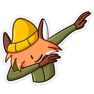 💃 renard, dab, dessin animé, animal, chapeau, orange telegram sticker