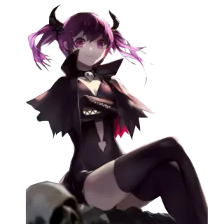 💒 Anime Mädchen, Dämon, Hörner, Fantasy, lila Haare telegram sticker