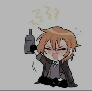🍻 Chibi, Anime, Ivre, Alcool, Cartoon, Autocollant telegram sticker