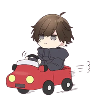 😐 Anime, Cartone animato, Auto, Chibi, Guida, Carino telegram sticker