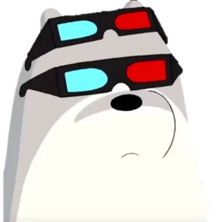 🐼 Ice Bear We Bare Bears desenho animado, urso, urso polar, We Bare Bears, óculos, óculos 3D, animado telegram sticker