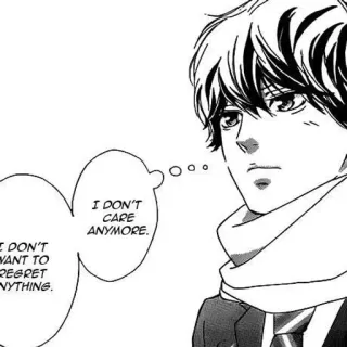 🐱 I DON'T CARE ANYMORE.
I DON'T WANT TO REGRET ANYTHING. Manga, Anime, Triste, Pensieroso, Emozionale telegram sticker