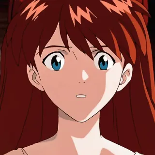 😧 Asuka Langley Sohryu Neon Genesis Evangelion anime, character, girl, serious, expression, redhead telegram sticker