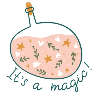 ✨ It's a magic! magia, eliksir, gwiazdy, serca, liście, butelka, kapryśny, uroczy telegram sticker