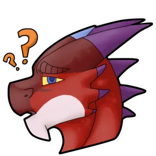 ⁉ dragon, question, autocollant, dessin animé, personnage, animal whatsapp sticker