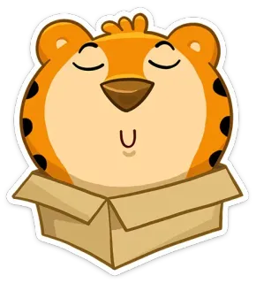 📦 tigre, animal, mignon, boîte, endormi, calme telegram sticker