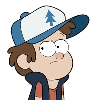 😐 Dipper Pines Gravity Falls Dipper Pines, Gravity Falls, cartoon, character, hat, animation telegram sticker