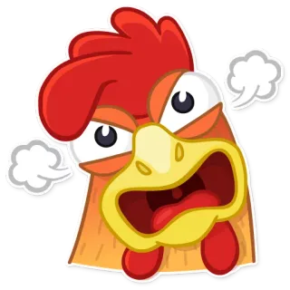 😡 frango, bravo, desenho animado, animal, emoji, galo whatsapp sticker