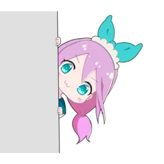 👀 dziewczyna anime, słodki, zerkanie, kreskówka whatsapp sticker