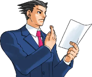 😒 Phoenix Wright Ace Attorney prawnik, sprzeciw, sąd, anime, gra wideo telegram sticker