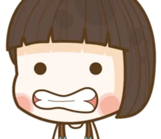😁 Dessin animé, Fille, Emoji, Sticker, Mignon, En colère telegram sticker