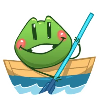 😈 sapo, barco, remo, desenho animado, animal, fofo, alegre telegram sticker