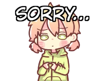 😢 SORRY... maaf, kasihan, kartun, anime, imut, emosional whatsapp sticker