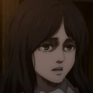 😒 Pieck Finger Attack on Titan Anime, Garota, Triste, AOT, Ataque dos Titãs, Pieck telegram sticker
