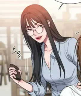 😏 스윽 phụ nữ, kính, Hàn Quốc, webtoon whatsapp sticker