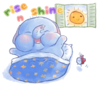 🍯 rise n shine Elefant, Sonne, Guten Morgen, Aufwachen, süß telegram sticker