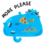 🍕 MORE PLEASE cat, food, pizza, sushi, fish, cute, hungry, request, cartoon telegram sticker