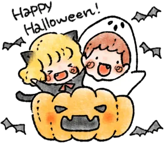 🎃 Happy Halloween! Halloween, hantu, kucing, labu, imut, musim gugur, liburan, kartun telegram sticker