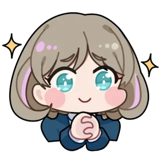 ✨ anime, chibi, cute, kawaii, sparkling, character, pleading whatsapp sticker