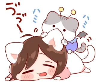 💭 うっ кот, девушка, сонный, аниме, каваий telegram sticker