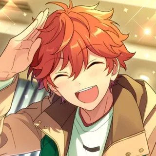 🥰 anime, mangá, sorrindo, feliz, cabelo laranja, personagem, alegre whatsapp sticker