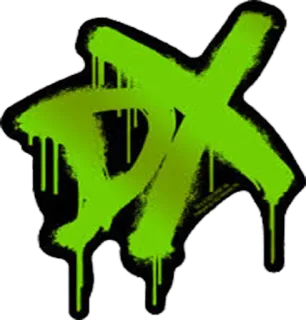 👮 DX, wrestling, logo, green, spray paint telegram sticker