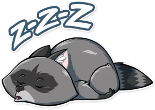 😴 Z-Z-Z 너구리, 자는, 동물, 피곤한, 만화, zzz telegram sticker