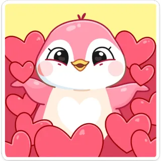 ❤️ penguin, heart, love, cute, cartoon, pink, animal telegram sticker