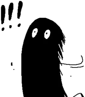 😠 !!! exclamation, surprise, choc, dessin animé, noir et blanc, expression telegram sticker
