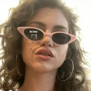 💄 hi me mulher, óculos de sol, retrato, feminino, menina, pessoa whatsapp sticker