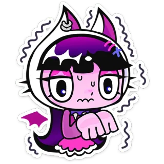 😓 lindo, monstruo, anime, dibujos animados, morado, murciélago telegram sticker