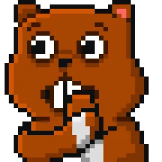 😊 Бобр, Мультфильм, Животное, Грызун, Пиксель арт, Милый telegram sticker