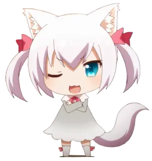 😏 Anime, Chibi, Kawaii, Imut, Catgirl, Telinga binatang, Karakter whatsapp sticker