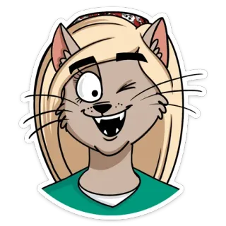 😉 cat, cartoon, anthropomorphic, animal, winking, cute telegram sticker