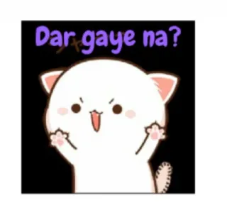 😈 Dar gaye na? cat, cute, cartoon, funny, scared whatsapp sticker