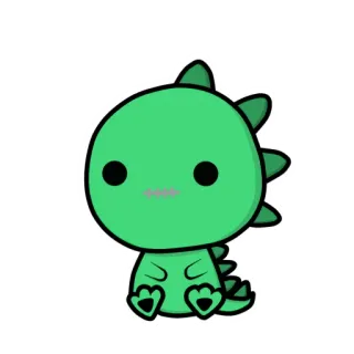 😶 dinosaurier, süß, kawaii, grün, cartoon, tier, reptil, aufkleber telegram sticker