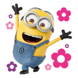 🙃 Minion minion, cartoon, cute, flowers, animated telegram sticker