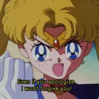 😠 Sailor Moon Even if you apologize, I won't forgive you! Anime, Sailor Moon, Marah, Kartun, Kutipan whatsapp sticker