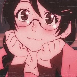 🎭 Anime, Dziewczyna, Okulary, Słodkie, Rumieniec telegram sticker