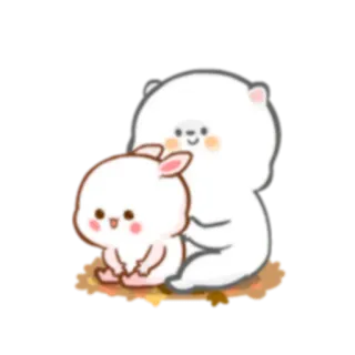 🤗 Kreskówka, Słodkie, Miś, Królik, Miłość, Kawaii whatsapp sticker