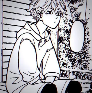 🎴 Anime, Manga, Ragazzo, Felpa con cappuccio, Seduto, Cartone animato telegram sticker