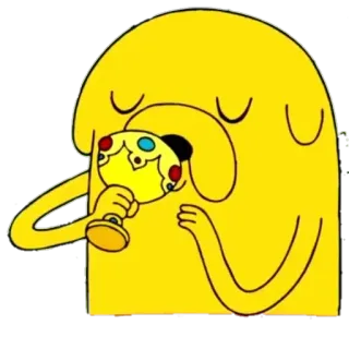 😋 Jake Adventure Time Cartoon, Hund, Gelb, Krone, Essen telegram sticker